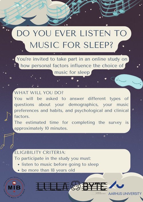 Do you listen to music for sleep? Please spend 10 min of your Christmas holidays helping on this research by @LullabyteDN PhD project led by #SilviaGenovese with @KiraVibe Click here to participate survey.au.dk/LinkCollector?…  #onlinesurvey #music #sleep