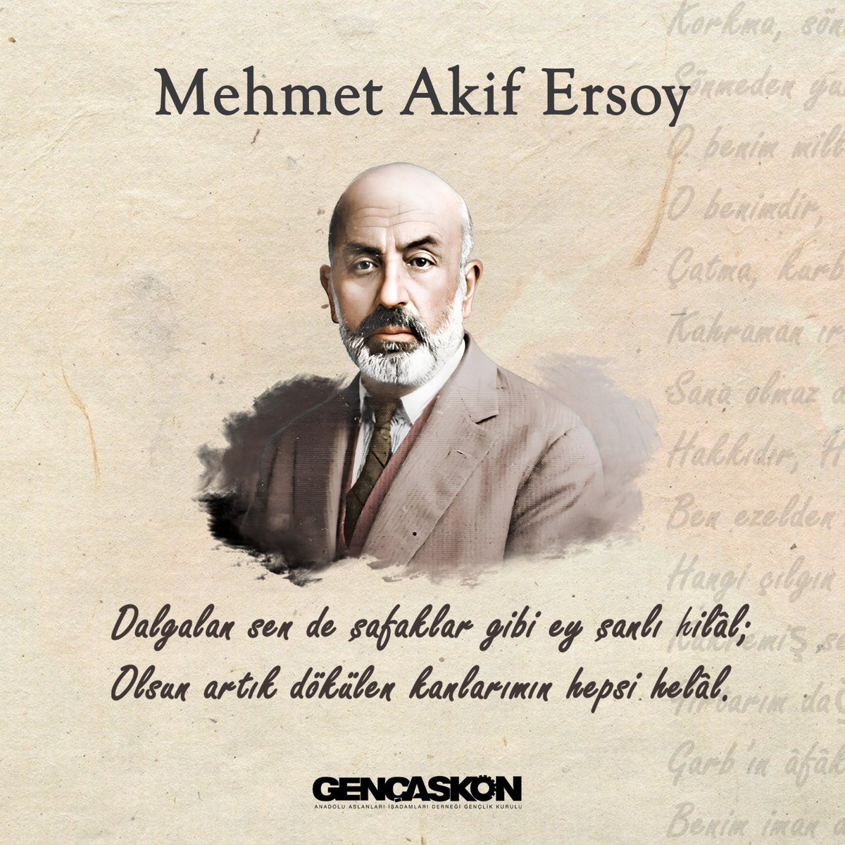 gencaskonisprta's tweet photo. İstiklâl Marşımızın yazarı, İstiklal Şairimiz Mehmet Âkif Ersoy’u vefatının 87. sene-i devriyesinde saygı ve rahmetle yâd ediyoruz.

"Allah bu millete bir daha 'İstiklal Marşı' yazdırmasın!.." https://t.co/rAHsf9VArT