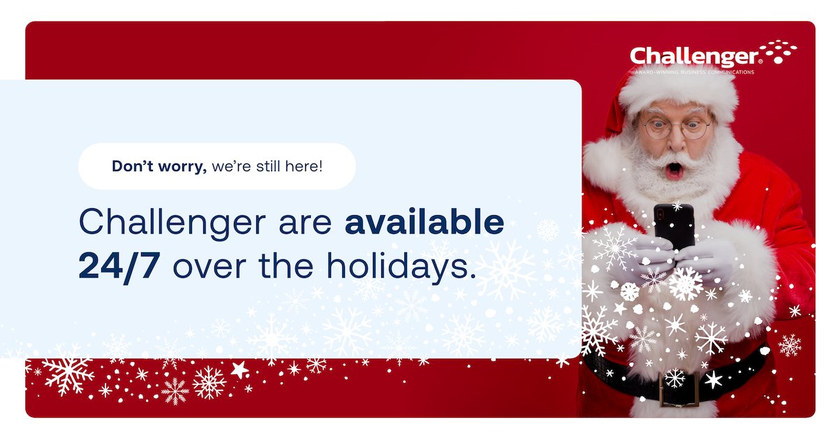 We're still here!

We may be full of turkey and chocolate from the last few days... but our #customerservice team are still here for any support you need.

Get in touch today to speak to our team.

challenger-mobile.co.uk/contact/ 

#Service #Support