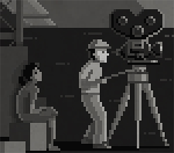 OctaviNavarro's tweet photo. Line vs Final Art📽️#scene17 #VisitorsFromOuterSpace #pixelart https://t.co/buI6C0zmjZ