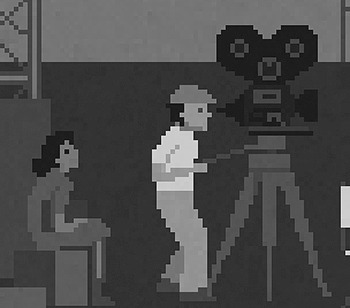 OctaviNavarro's tweet photo. Line vs Final Art📽️#scene17 #VisitorsFromOuterSpace #pixelart https://t.co/buI6C0zmjZ