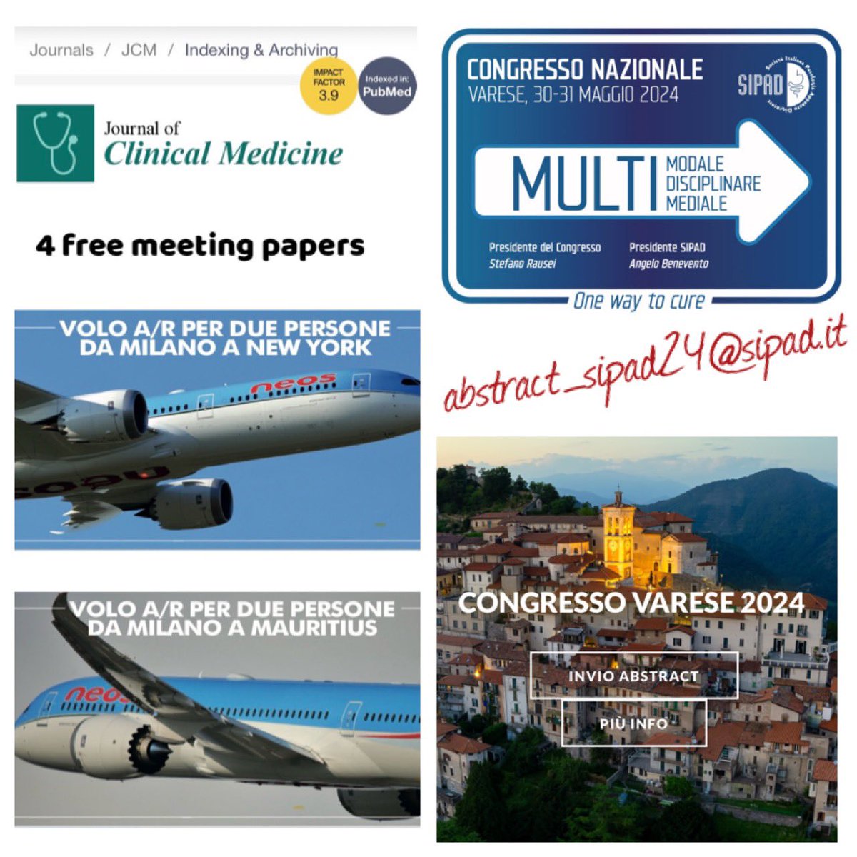 RauseiS's tweet photo. @SIPAD_Italia Oltre ad aggiudicarsi i biglietti aerei Neos Air, i vincitori dei migliori contributi scientifici al #sipad24 avranno la possibilità di pubblicare il proprio lavoro free in Journal of Clinical Medicine (IF 3.9)!

Invia il tuo abstract entro il 31.01.2024. https://t.co/pn5epf6OYL