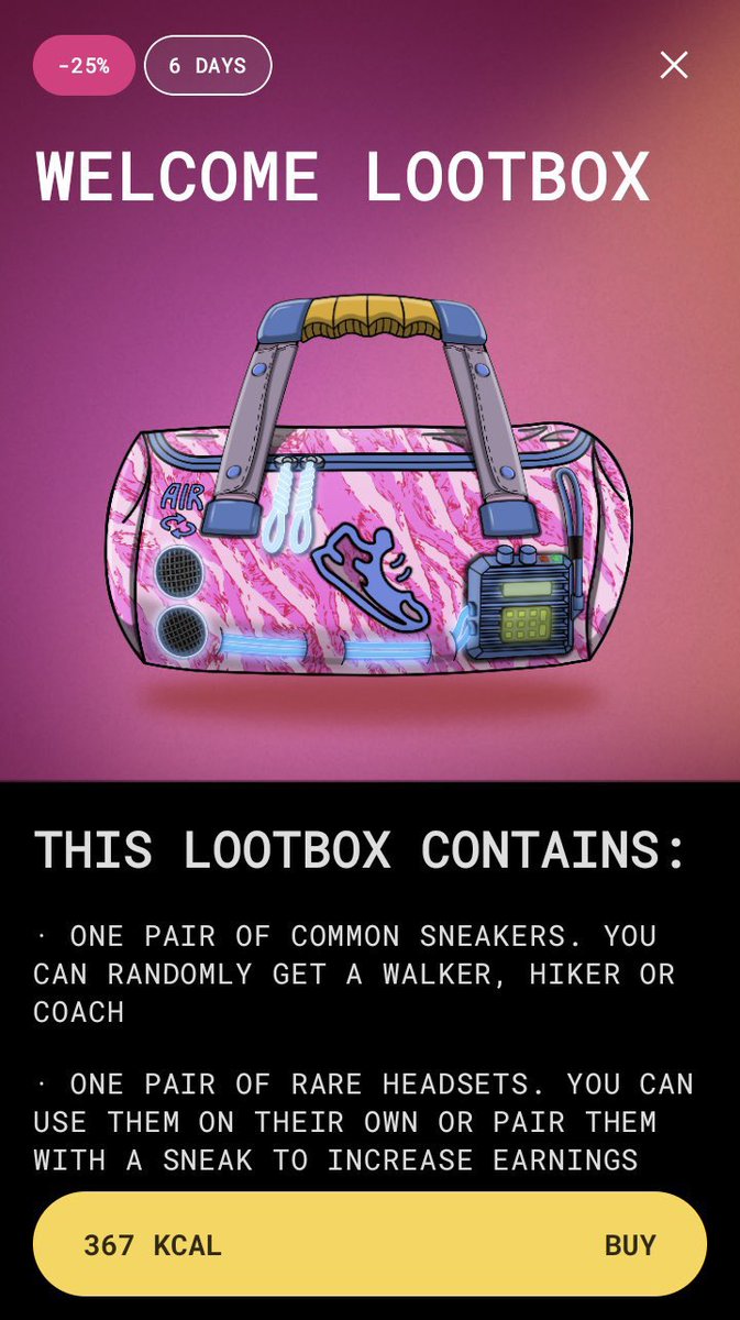ven4o00's tweet photo. 📣 New to @StepApp_? 📲

🛍️ For 7 days only, take advantage of -25% on a #Lootbox including a #Sneaker Common 👟 and a #Headset Rare 🎧!

🎁 Use my code: 45BC465 🔓 and get free #BonusEnergy🔋 and a #Gem💎 to get you started!

#StepApp - #MoveToEarn - #Fitness -
@StepAppFr https://t.co/fDOo2FUEWS