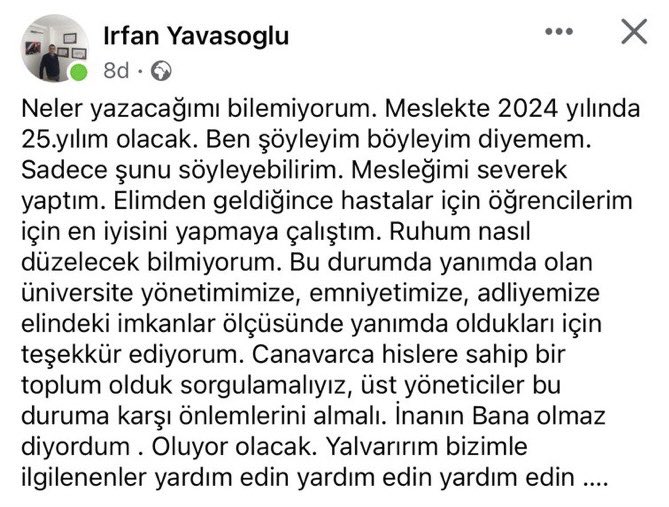 Bir HEMATOLOJİ PROFESÖRÜNÜ bunları yazmak zorunda bırakan
DÜZENİNİZ BATSIN !