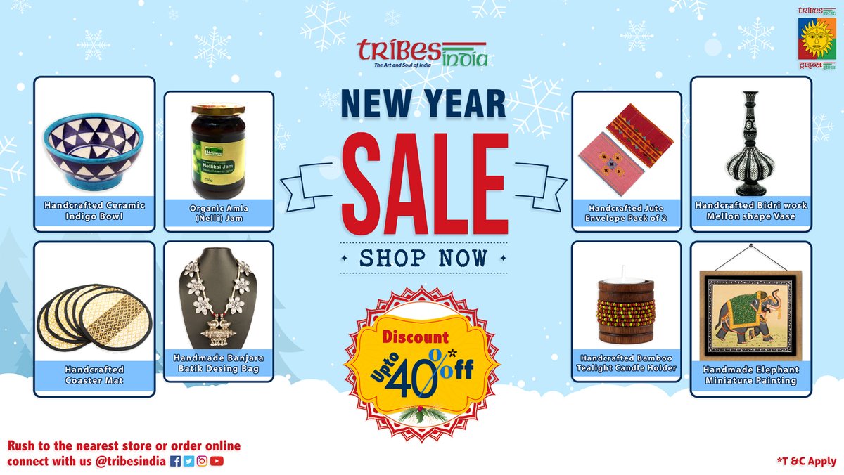 Celebrate the #NewYear with @tribesindia's exclusive handloom & handcrafted products brought from the tribal heartlands of India! Explore the #NewYearSale at tribesindia.com and support tribal communities on their journey to self-reliance.