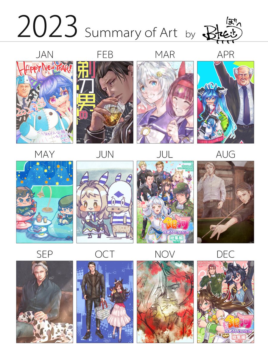 #ArtSummary2023
#2023年の絵を振り返る 
色々描いたなあ…! 