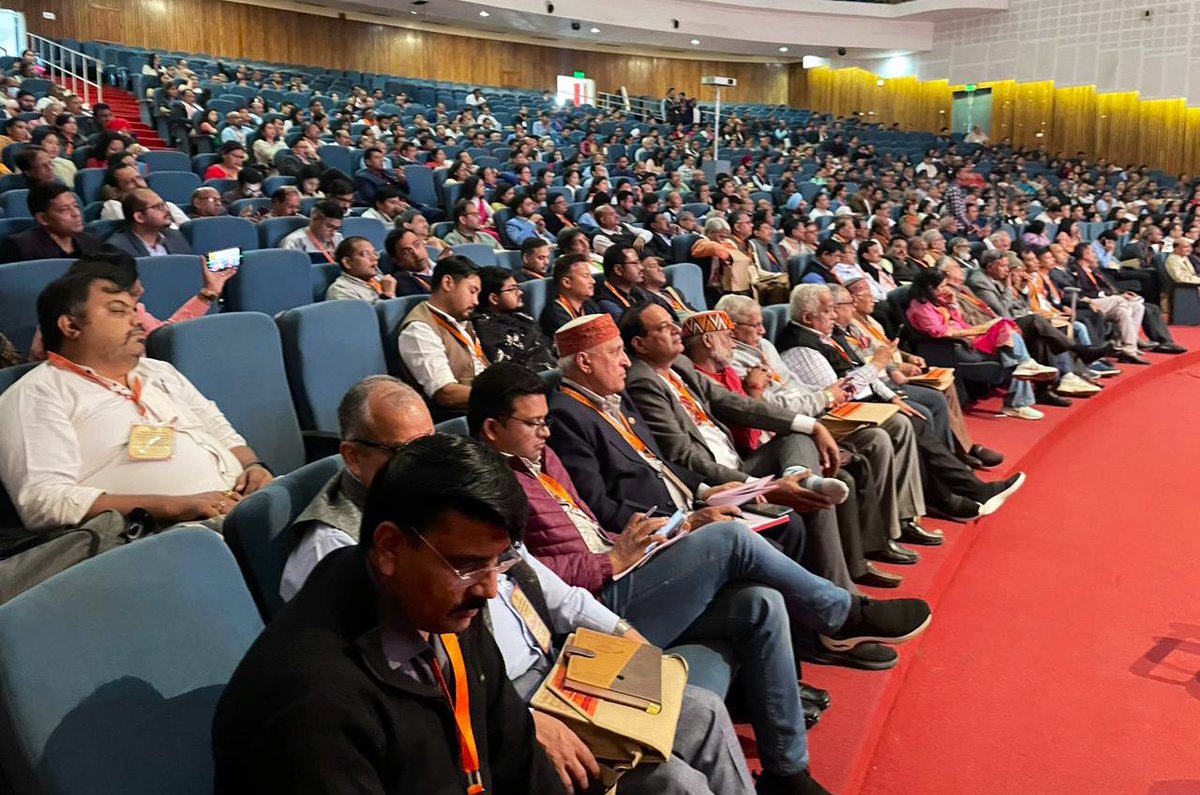 Shri K. Srinivasa Murthy, President, Akhil Bharatiya Adhivakta Parishad delivering welcome address during the inaugural session of National Council Meeting (2023) of Akhil Bharatiya Adhivakta Parishad at IIT Guwahati, Assam.