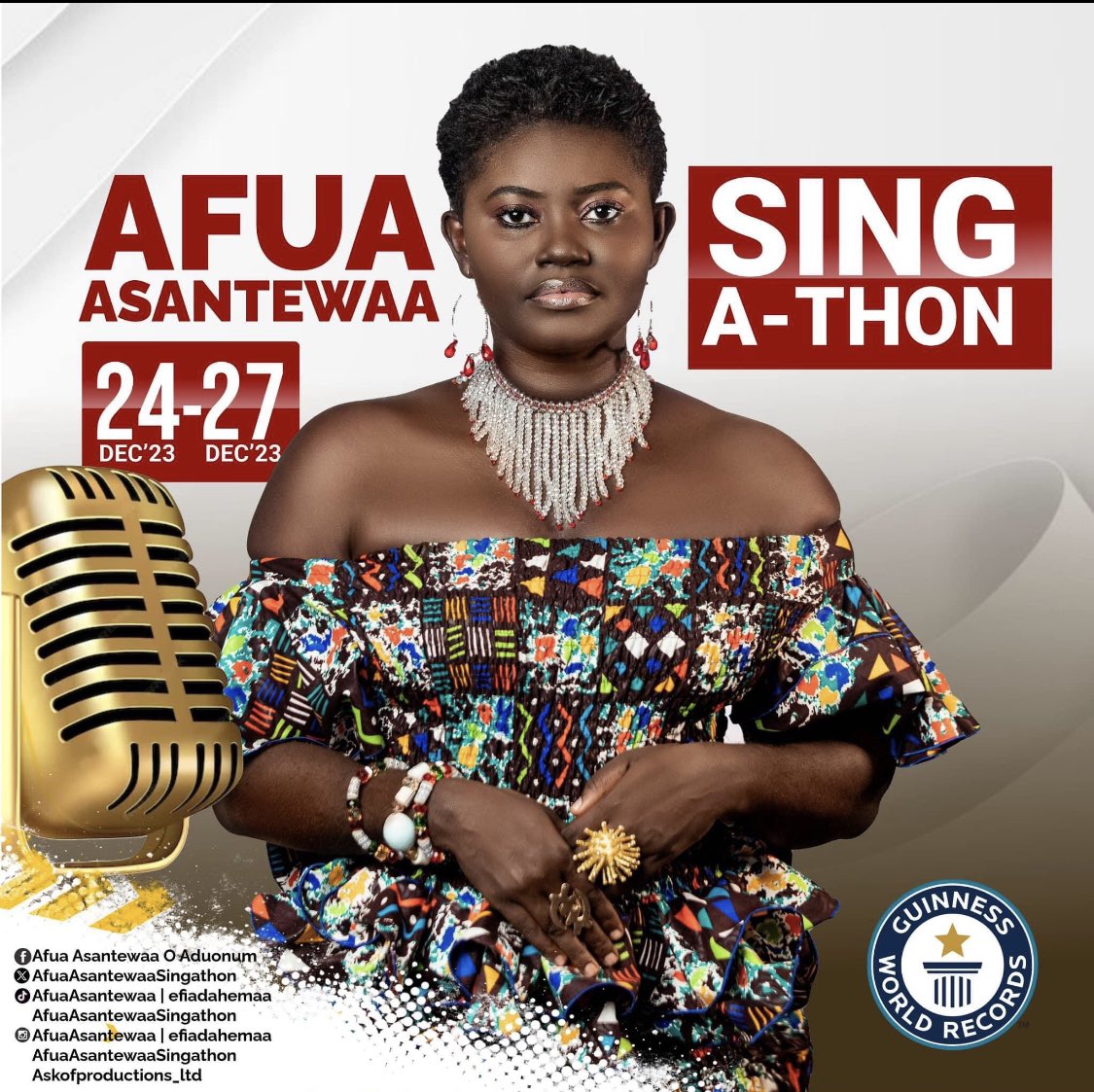 GprGhana's tweet photo. #AfuaAsantewaa, a young Ghanaian Entrepreneur &amp; Journalist, is on her 4th day of attempting to break the #GuinnessWorldRecord for the longest #Singathon.

She has about 25 hours left to break the existing record.

#afuaasantewaasingathon
#Tracy #HildaBaci
#GhanaPressRelease https://t.co/KeQgM2gexU