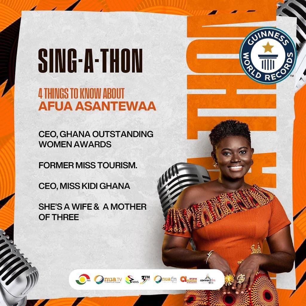GprGhana's tweet photo. #AfuaAsantewaa, a young Ghanaian Entrepreneur &amp; Journalist, is on her 4th day of attempting to break the #GuinnessWorldRecord for the longest #Singathon.

She has about 25 hours left to break the existing record.

#afuaasantewaasingathon
#Tracy #HildaBaci
#GhanaPressRelease https://t.co/KeQgM2gexU