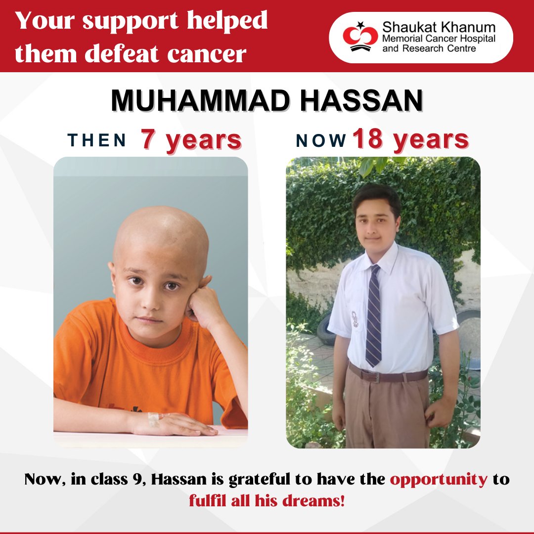 SKMCH's tweet photo. Muhammad Hassan, who successfully overcame cancer at the tender age of seven, is now eighteen.
To help save the dreams of many children like Muhammad Hassan, donate now 👉 https://t.co/KP89ZSdobu
#SKMCH #SaveADream #SACPAtShaukatKhanum #CancerIsCurable https://t.co/3BeVWGgt4l