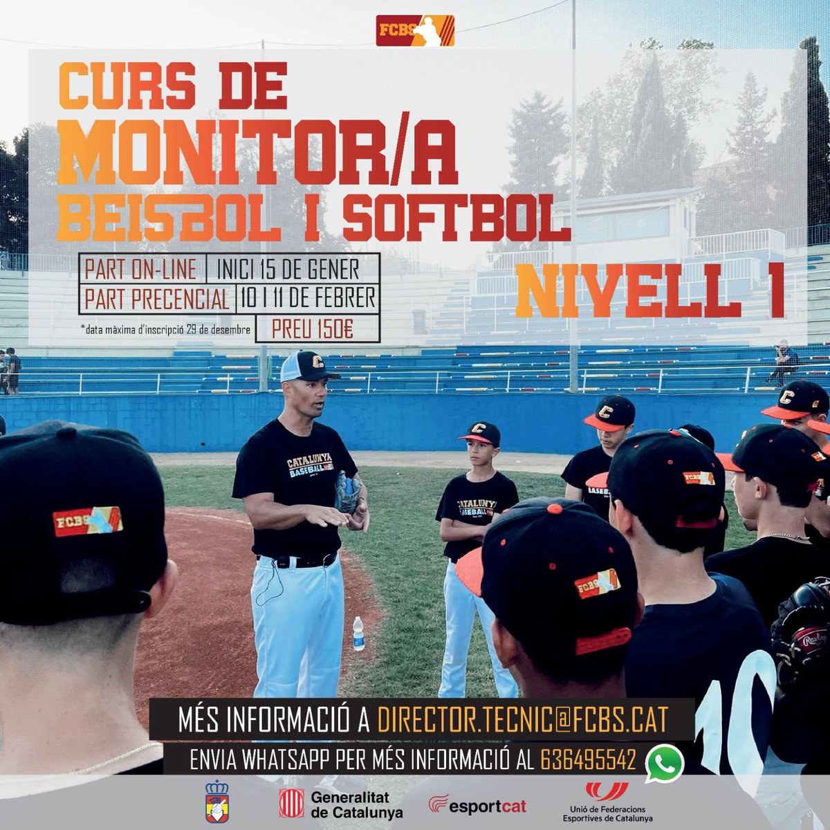 🥎 CURS MONITOR/A BEISBOL I SOFTBOL 2024 ⚾️

⚠️ Últims 4 dies d’inscripcions⚠️

🖥 Inici 15 de Gener (Online)
📅 10 i 11 de Febrer (Presencial)

Preu: 150€

Inscripcions: forms.gle/KYfWKWNhM1LmZm…

(Data màxima inscripció 29 de Desembre)

Més info a: fcbs.cat/wp/curs-monito…