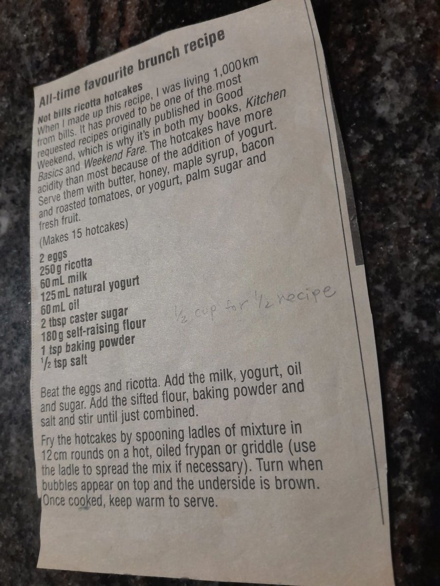 chefdsmith's tweet photo. Very sad to hear that Australia's "king of breakfasts" died aged 54. My wife makes this Mathew Evans recipe for ricotta hotcakes. In an unfortunate coincidence, I made them on Christmas Day, the day the culinary world lost a legend. RIP Bill Granger https://t.co/kMK9pyMGvK