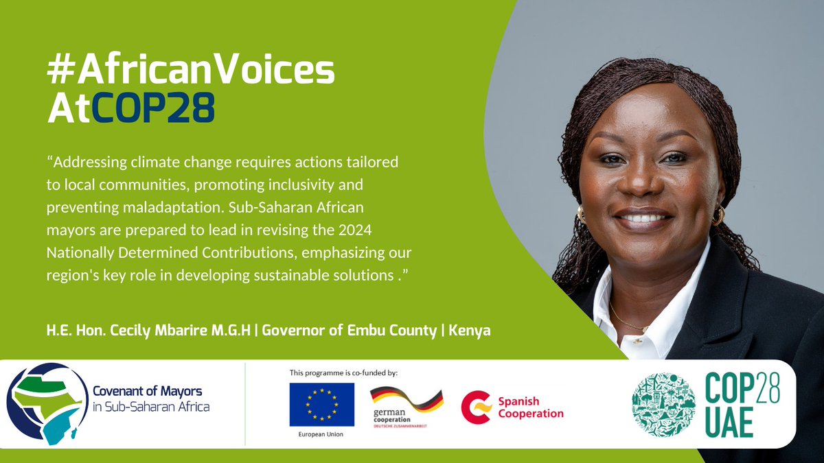 #CoMSSA signatory, #EmbuCounty Mayor <a href="/CecilyMbarire/">Cecily Mbarire, MGH, EGH</a> says #LocalLeadership holds the power to develop sustainable solutions that are context specific.🎯They must, therefore be a part of revising NDCs for 2024. The time to take #ClimateAction is now! ⏳ 

<a href="/Mayors4Climate/">Global Covenant</a>