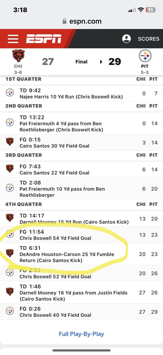 GrimKnuckles's tweet photo. @FFBFriends @SleeperHQ @SleeperHQ @SleeperSupport what’s worse is that this was not counted as points allowed in 2021 when the Bears returned a fumbled punt Return. Sleeper, PLEASE FIX THIS AND PUT BACK…  this is not what your platform has done in the past, and is against the sleeper rules https://t.co/4VrJNm2oxI
