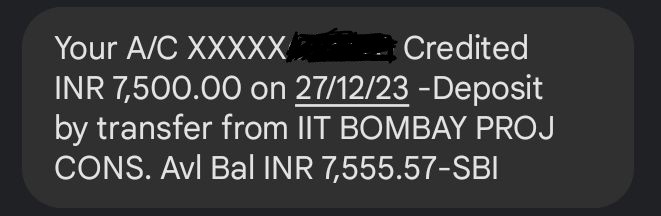 AbhiishakeD's tweet image. Feeling 😊 amazing after receiving my first stipend from #IITBombay, especially when my account balance was running low.
Thankful for the opportunity! #FOSSEE #internship #fosseesummerfellow