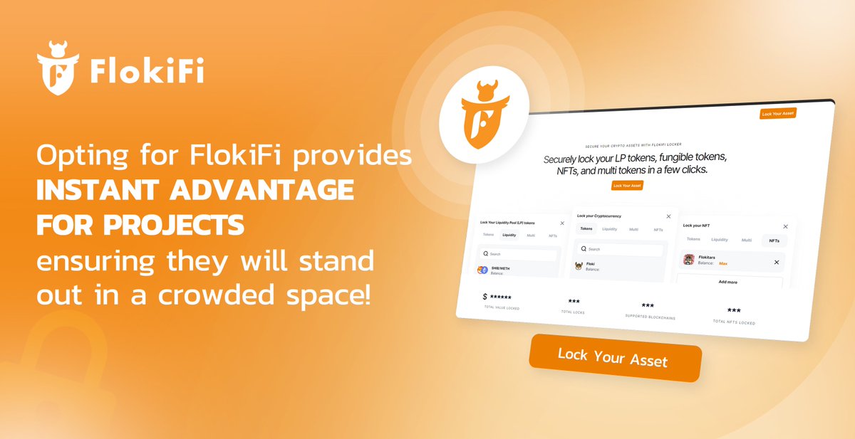 FlokiFi's tweet photo. Projects that lock with Floki's crypto locker protocol, #FlokiFi Locker, automatically get more visibility.

FlokiFi is part of the #Floki brand, which gets recognition from billions worldwide due to its extensive network.

By opting for FlokiFi Locker, projects automatically get plugged into this network, allowing them to reach a larger audience and increase credibility.

Locking with FlokiFi Locker is a smart strategic move for any project that wants to lock on the most superior locking platform and also reap the benefits of the $FLOKI brand!