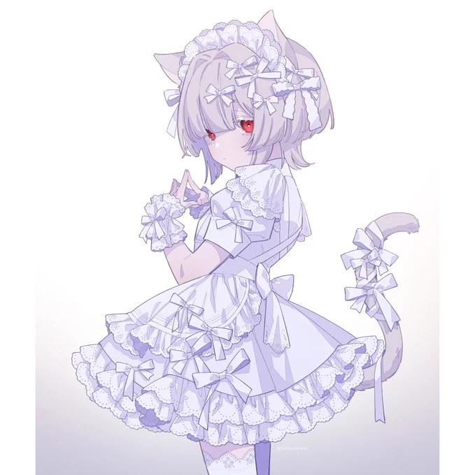 #今年も残りわずかなのでお気に入りの4枚を貼るけもみみメイドさん 