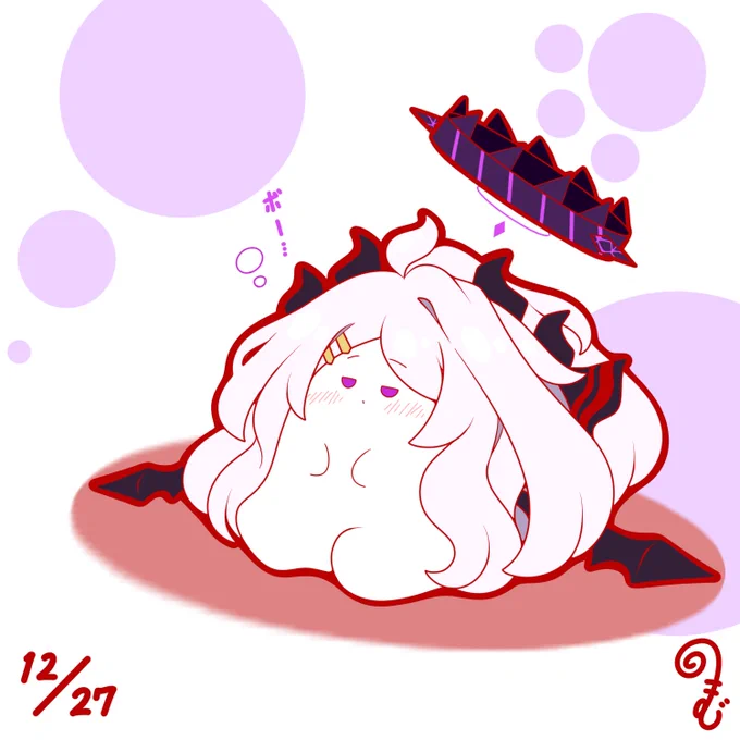 たまにはボーッとするおもちヒナちゃん 今年もあと5日 そろそろ正月絵仕込まねばなぁ...(;'・ω・)  #ブルーアーカイブ #おもちヒナ