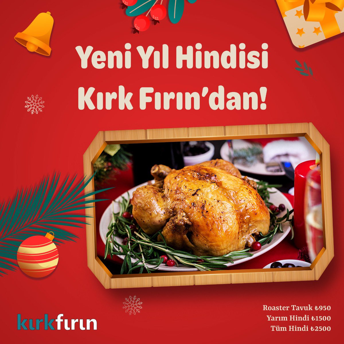 Yeni Yıl Hindiniz Kırk Fırın’dan! 

Sipariş için bizimle iletişime geçebilirsiniz. 

Gurme Tatlar 🍴
📍Atlantis Avm 📞 0312 257 07 40
📍Kaşmir Center📞0312 257 04 40
📍Çayyolu Şube 📞0312 257 06 40

#40Fırın #KırkFırın #GurmeTatlar #newyear #yeniyıl #yeniyılhindisi