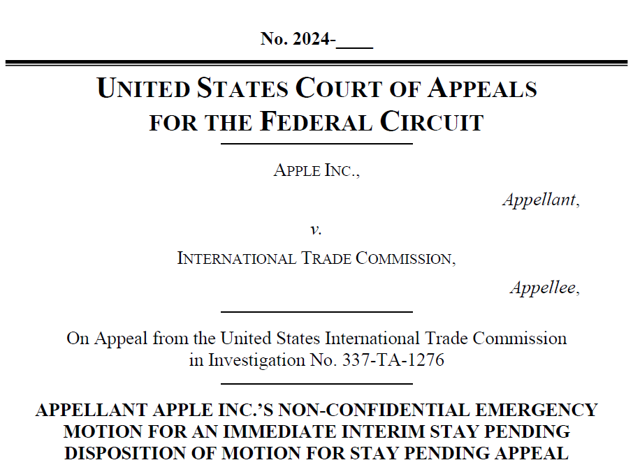 ipfray's tweet photo. U.S. Apple Watch ban fairly likely to go away on January 12 (if not sooner): workaround and appeal
https://t.co/PSZvjF9RYQ
Apple has filed an emergency motion & U.S. customs may find on Jan 12 modified Watch doesn't infringe.
#Apple #AppleWatch #USITC #patent #patents #Masimo https://t.co/Iqr5oQZxUM