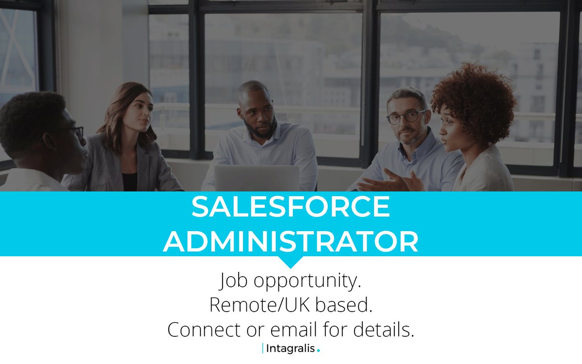 intagralis's tweet image. JOB OPPORTUNITY: Salesforce Administrator
Salary: £60,000 per Annum
Location: Remote, UK

For details, please contact Travis Powell on Travis.Powell@intagralis.com

Salesforce #Salesforce #SalesforceJobs #SalesforceCloud #Cloud