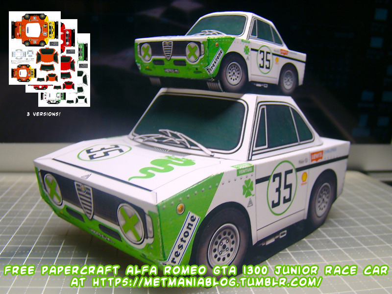 Find the free downloads for 3 cute #papercraft Alfa Romeo GTA 1300