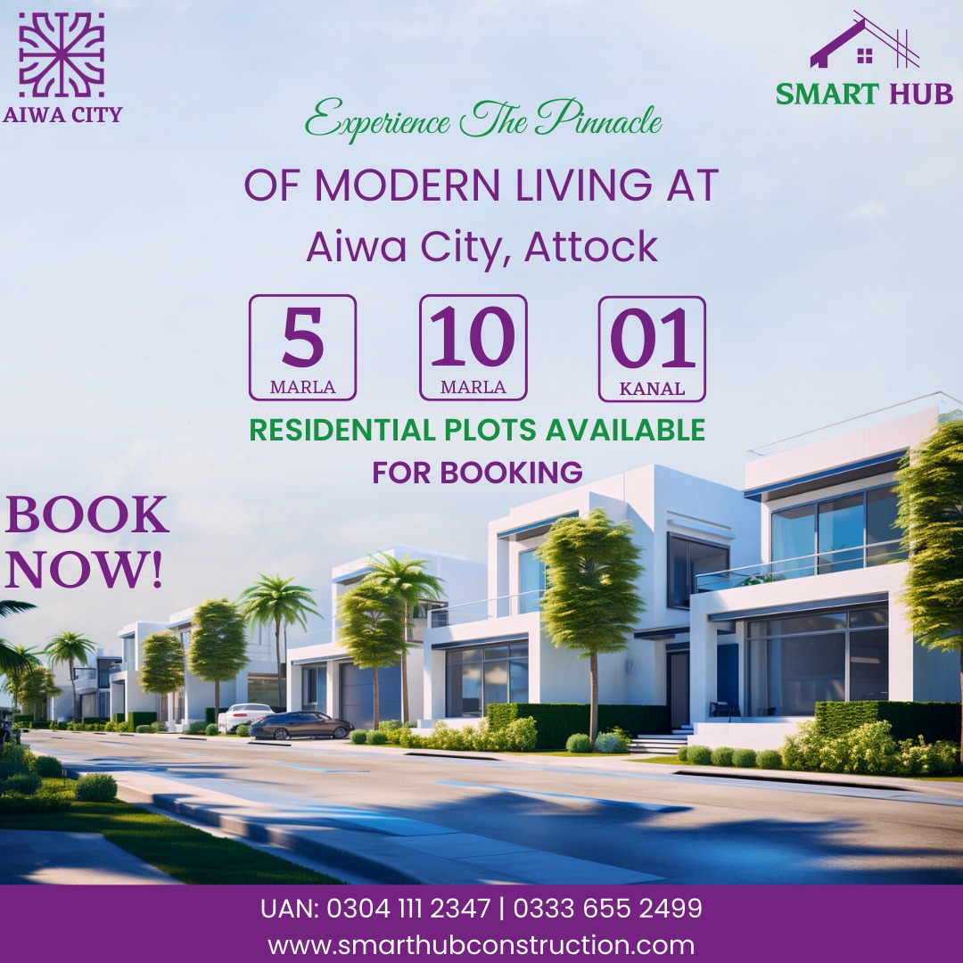SmarthubE's tweet photo. Experience The Pinnacle of Modern Living At Aiwa City, Attock. Book Your Residential Plots Now From Smart Hub Construction &amp; Real Estate

https://t.co/NMxWoTbJFt
UAN 0304 111 2347, 0333 655 2499

#AiwaCity #Attock #AiwaCityAttock #SmartHubConstruction #RealEstate https://t.co/lsjp7IsPf0