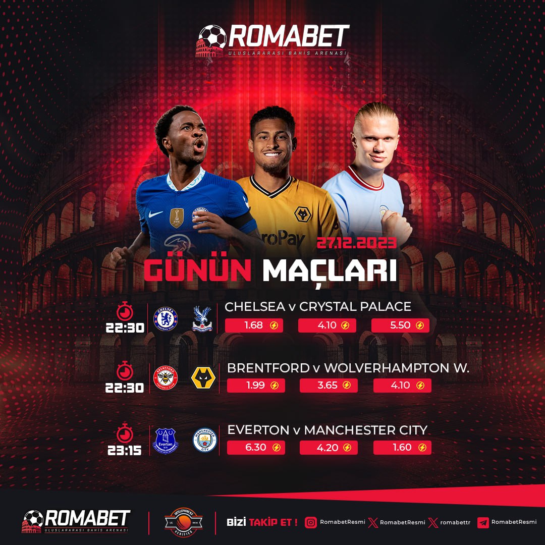 RomabetG's tweet photo. 🔥 #ROMABET'TE GÜNÜN FAVORİ KARŞILAŞMALARI 🔥

⚽ #Chelsea 🆚 #CrystalPalace
⚽ #Brentford 🆚 #Wolverhampton
⚽ #Everton 🆚 #ManchesterCity

💰 Kripto ile 1.000.000'ye Kadar
💰 ��ekim İmkanı Romabet'te!

#freespin #slot #denemebonusu #asgariücret #gubrf Seçil Erzan Ecem Taşer https://t.co/dI0EHPsvMZ