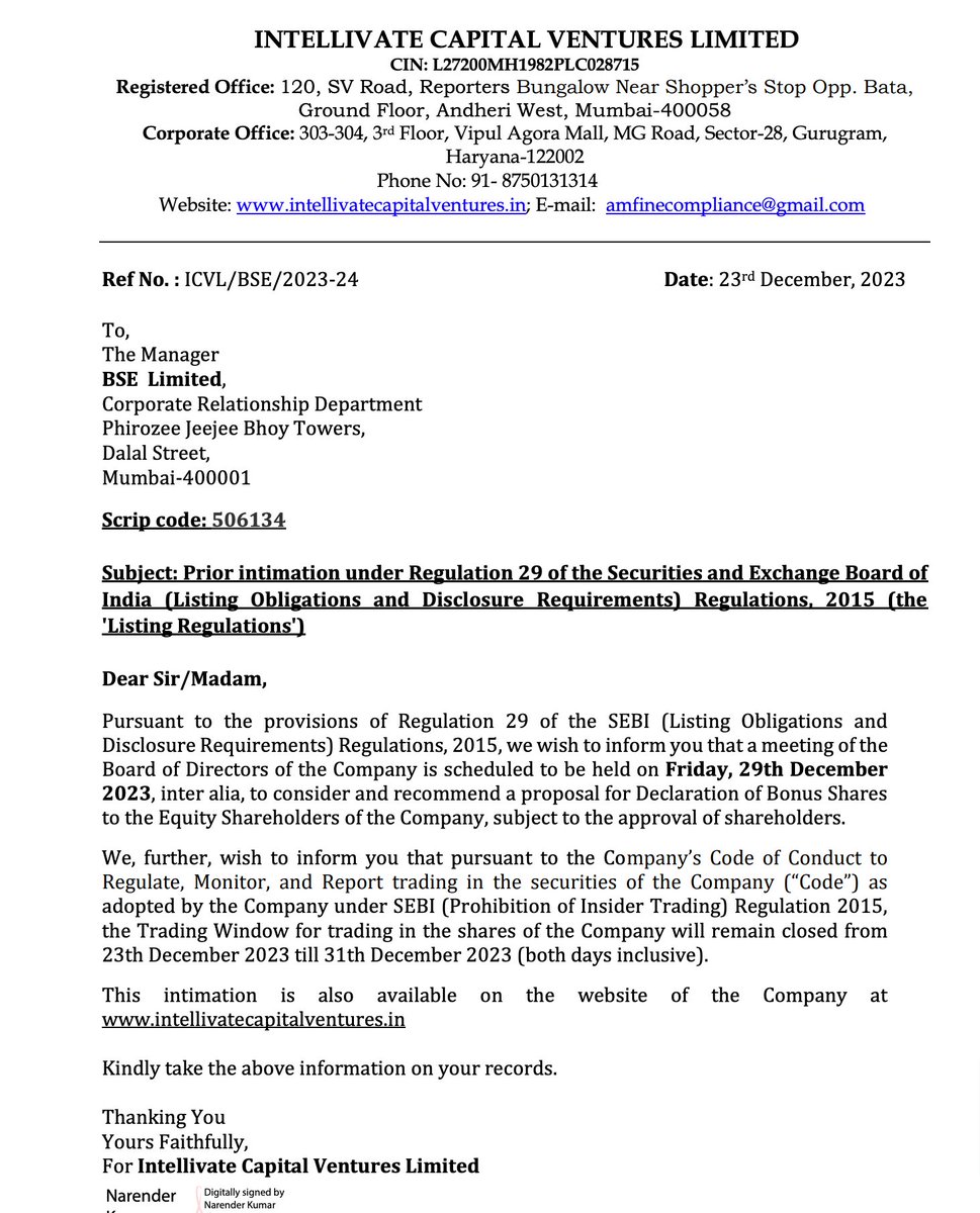 EvntBasedTrader's tweet image. #Intellecap considering bonus on December 29.