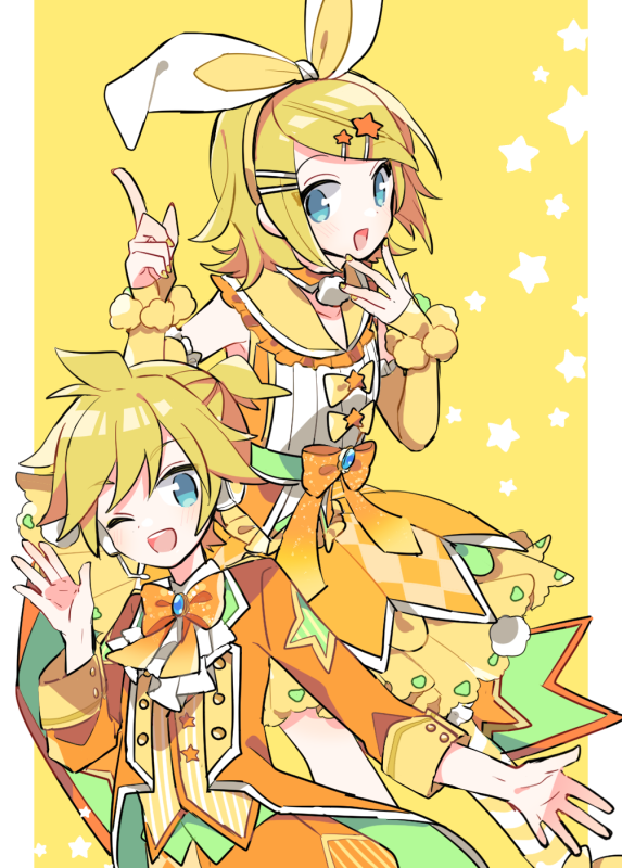 鏡音レン ,鏡音リン 「過去絵からリンレン絵4枚ネップリ登録しました。よければ。ファミマ・ポプラグループ」|由杞のイラスト