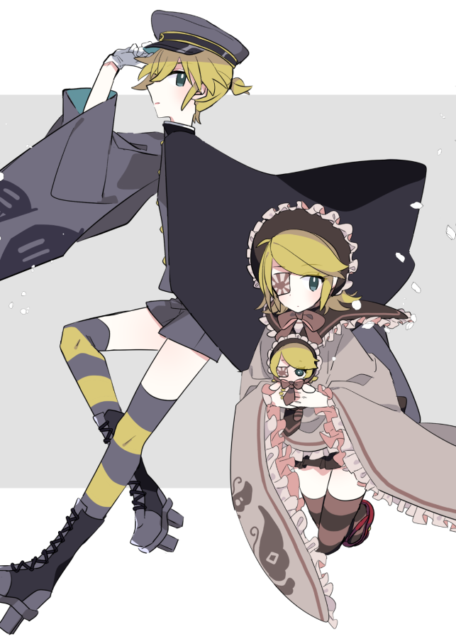 鏡音レン ,鏡音リン 「過去絵からリンレン絵4枚ネップリ登録しました。よければ。ファミマ・ポプラグループ」|由杞のイラスト