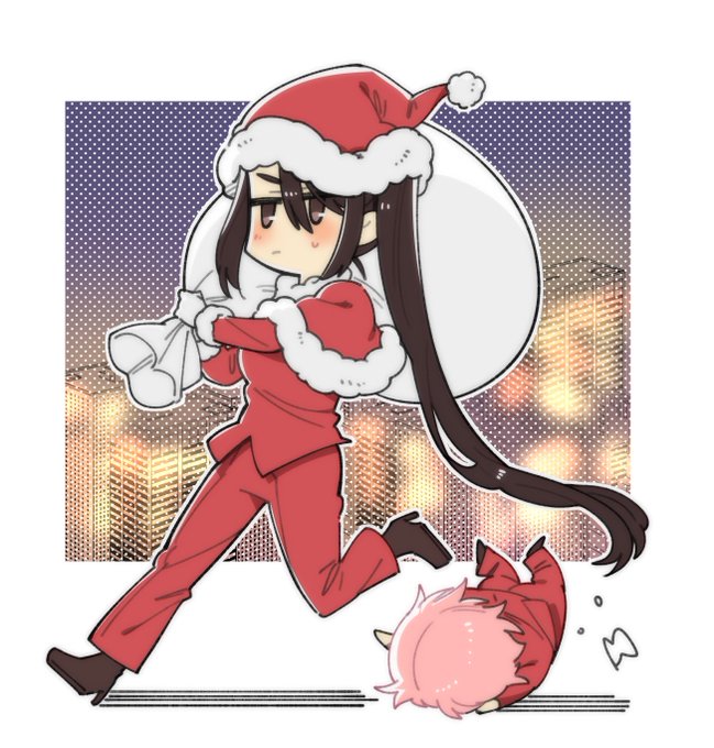 「fur-trimmed headwear santa costume」 illustration images(Latest)