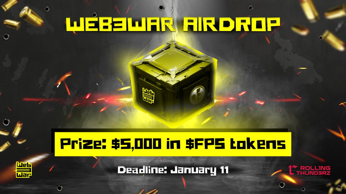 🪙Only two words: #WEB3WAR AIRDROP

👉Join here gleam.io/bJmGU/big-web3…

Participate and support the legendary first-person shooter built by <a href="/Roll1ngThund3rz/">Roll1ng Thund3rz</a> and secured by <a href="/zilliqa/">Zilliqa</a> blockchain.

$FPS - the biggest #Web3gaming token of 2024. You don't want to miss it! 🌓🌕🌒
