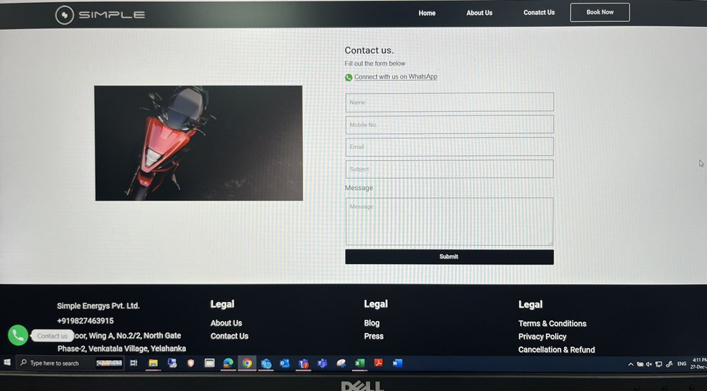 HumbreShailesh's tweet image. @SimpleEnergyEV is this a legitimate website? bcoz it’s allowing to book scooters with payment option (full/partial/emi). I called on the number, but the guy’s language was fishy. If it’s not a genuine then take appropriate action please #SimpleEnergy #SimpleDotOne