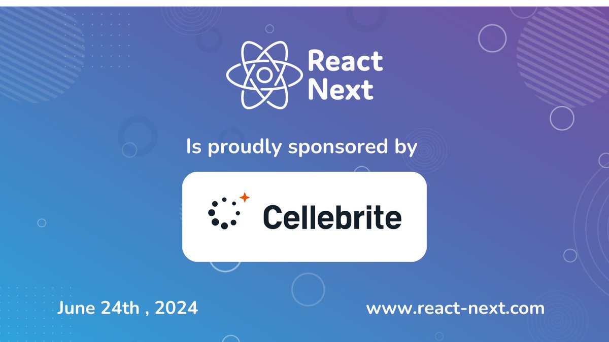 We are proud to announce that @Cellebrite will be sponsoring #ReactNext 2024! Check out their booth at our conference on June 24th 2024! react-next.com