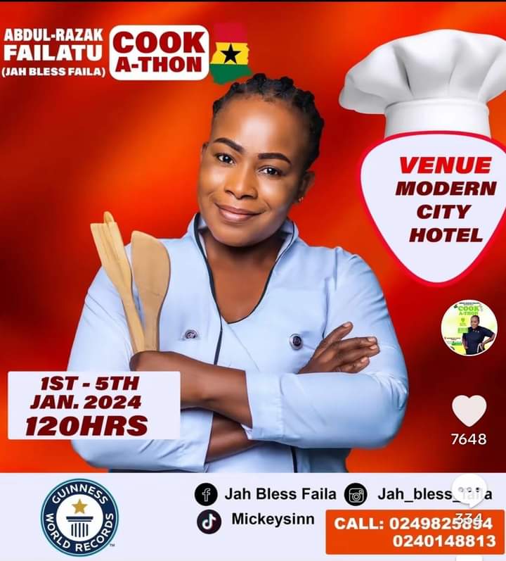 Northernghana's tweet photo. Northern Ghana

In the Guinness cooking marathon come Monday in Tamale, Faila, we are gearing up to see her prepare our local dishes. The world will witness how they are made with love. From wasawasa, Gablee, Tuubaani, Nyombeeka, Pass Zero, Kooshe, Maha, Yoroyoro, Nabichinge, https://t.co/tPwpIEIUW7