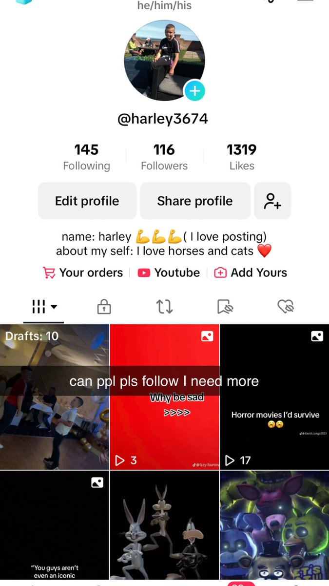 Can everyone come and follow my TikTok for me please who follows me I will follow back they is animal things on there and other kids things on there form tiktok so if you like horses and cats I would say can you like my videos please!!!!!