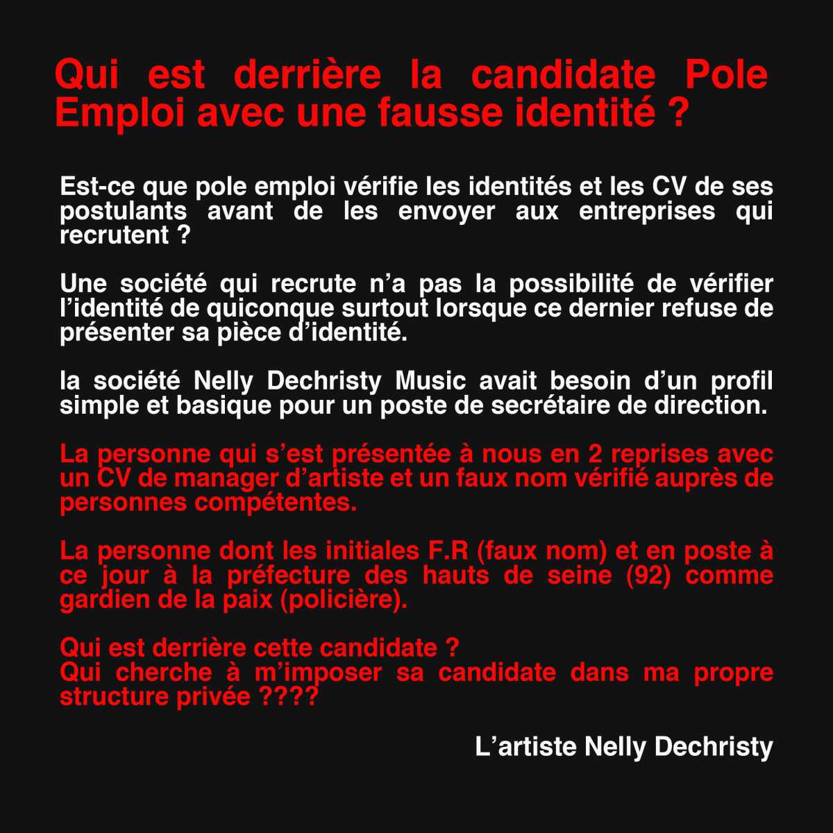 #FausseIdentite #candidature
#PoleEmploi #prefecture92 #secretairededirection