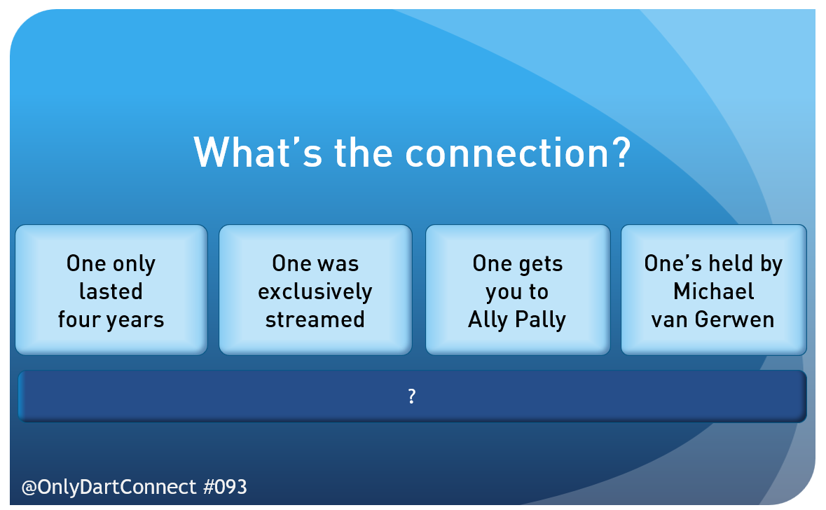 OnlyDartConnect's tweet photo. ONLY DARTCONNECT #093 - Connection

What is the darting connection between these four clues?

Quote with your answer!

(Likes/RTs appreciated!) https://t.co/k50jzXKqD7