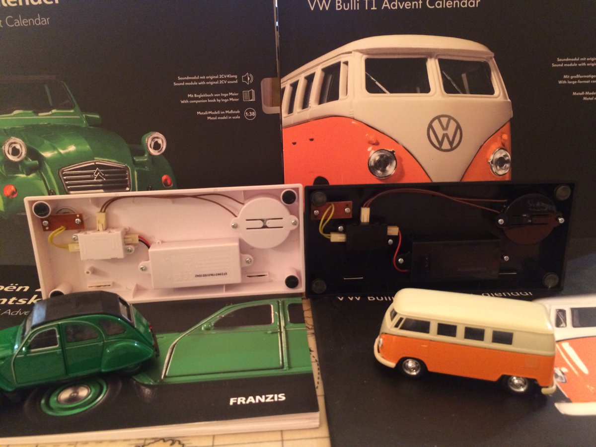 This year's advent calendar completed. Looks good alongside last years. Both sound boxes work which is a relief. Dismantling would be very fiddly.