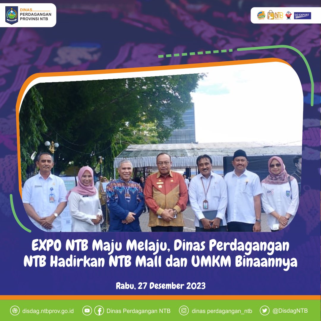 Disperindag_NTB's tweet image. EXPO NTB Maju Melaju, Dinas Perdagangan NTB Hadirkan NTB Mall dan UMKM Binaannya

selengkapnya instagram.com/p/C1WqdUJvhdA/…

#ExpoNTBMajuMelaju #RPJPD #Bappeda #BazarUMKM #UMKMNTB #NTBMall #DisdagNTB