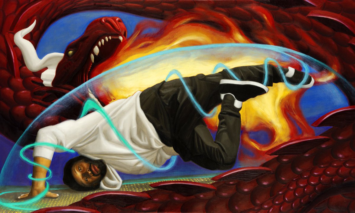 ArthurHaywood's tweet photo. “Maintain”, Oil, 3 x 5 feet

Maintaining the magical shield protects from the evil of dragon fire. Determination is required to keep the surrounding evil at bay.

Part of a series for the Central High School Dance Studio to encourage students to dive into the world of stories. https://t.co/joVQVfWxtO