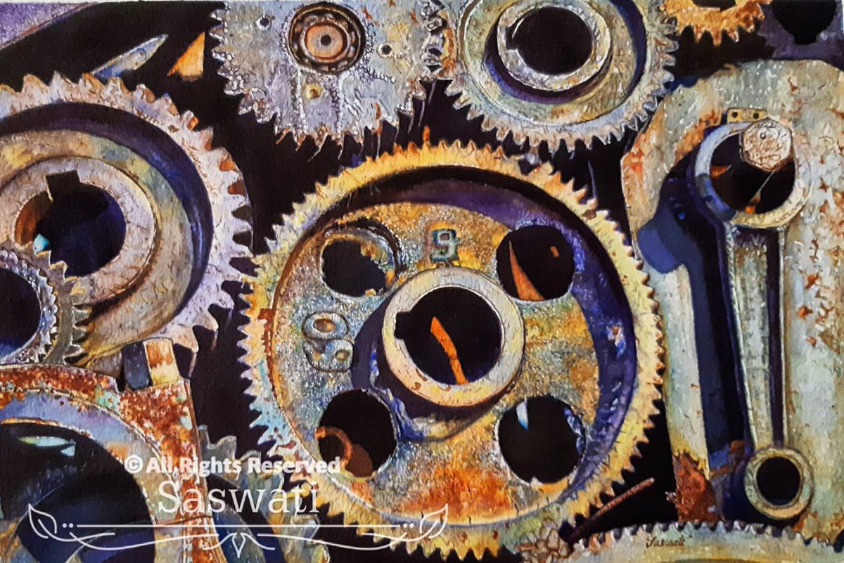 Happy Holidays everyone!! 
I am late to the party!! Joining this app after ages!! 
Rusted Gears in Pure Watercolors
#art #watercolorpainting #realism #watercolors