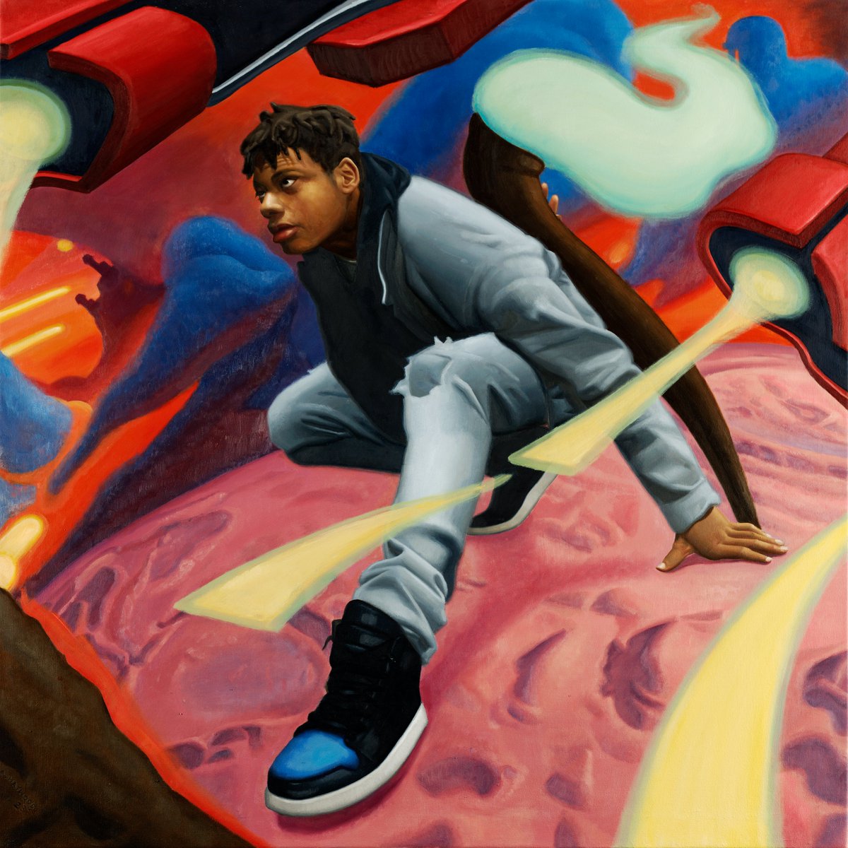 ArthurHaywood's tweet photo. “Planet Perseverance”, Oil, 3 x 3 feet

This cadet continuously dodges laser beams from approaching spaceships.
Persevering against destruction from all angles.

Part of a series for the Central High School Dance Studio to encourage students to dive into the world of stories. https://t.co/Lih9jPkyiq