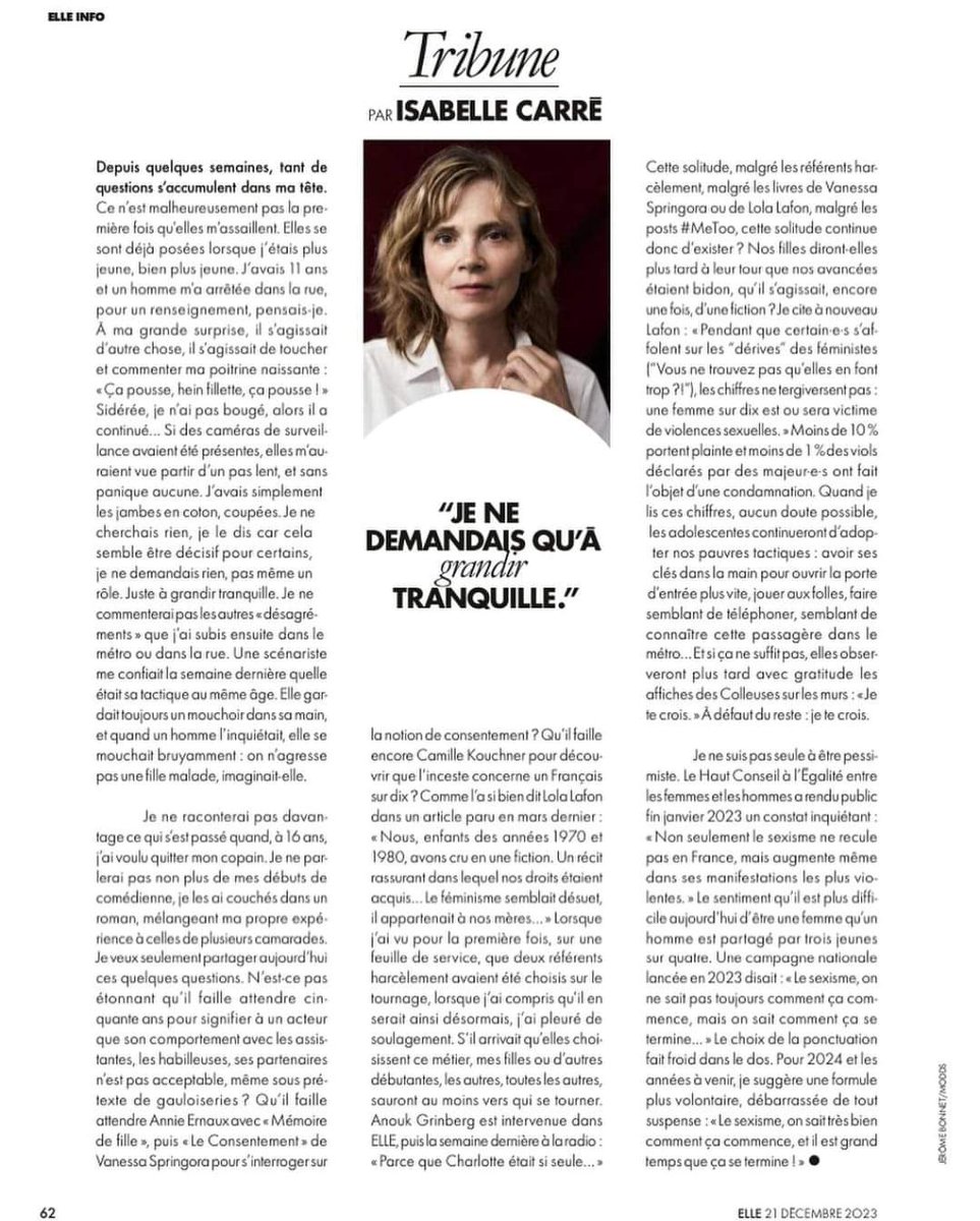 noustoutes91's tweet photo. Très belle tribune de l'actrice Isabelle Carré 💜 #jetecrois #metoo #metooinceste #cultureduviol 
🇨🇵 #lahonte 🤮 https://t.co/UESFus08QD