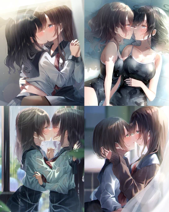 #今年も残りわずかなのでお気に入りの4枚を貼る 来年は女の子も百合も沢山描きたい! 