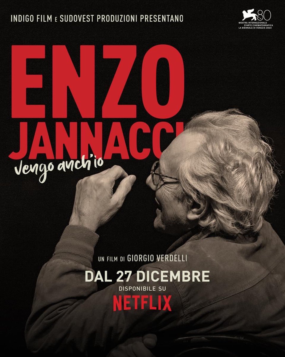 Da oggi #27dicembre #EnzoJannacci Vengo anch’io su #Netflix #IndigoFilm #SudovestProduzioni #AlaBiancaGroup #JandoMusic #GianfrancoRomano