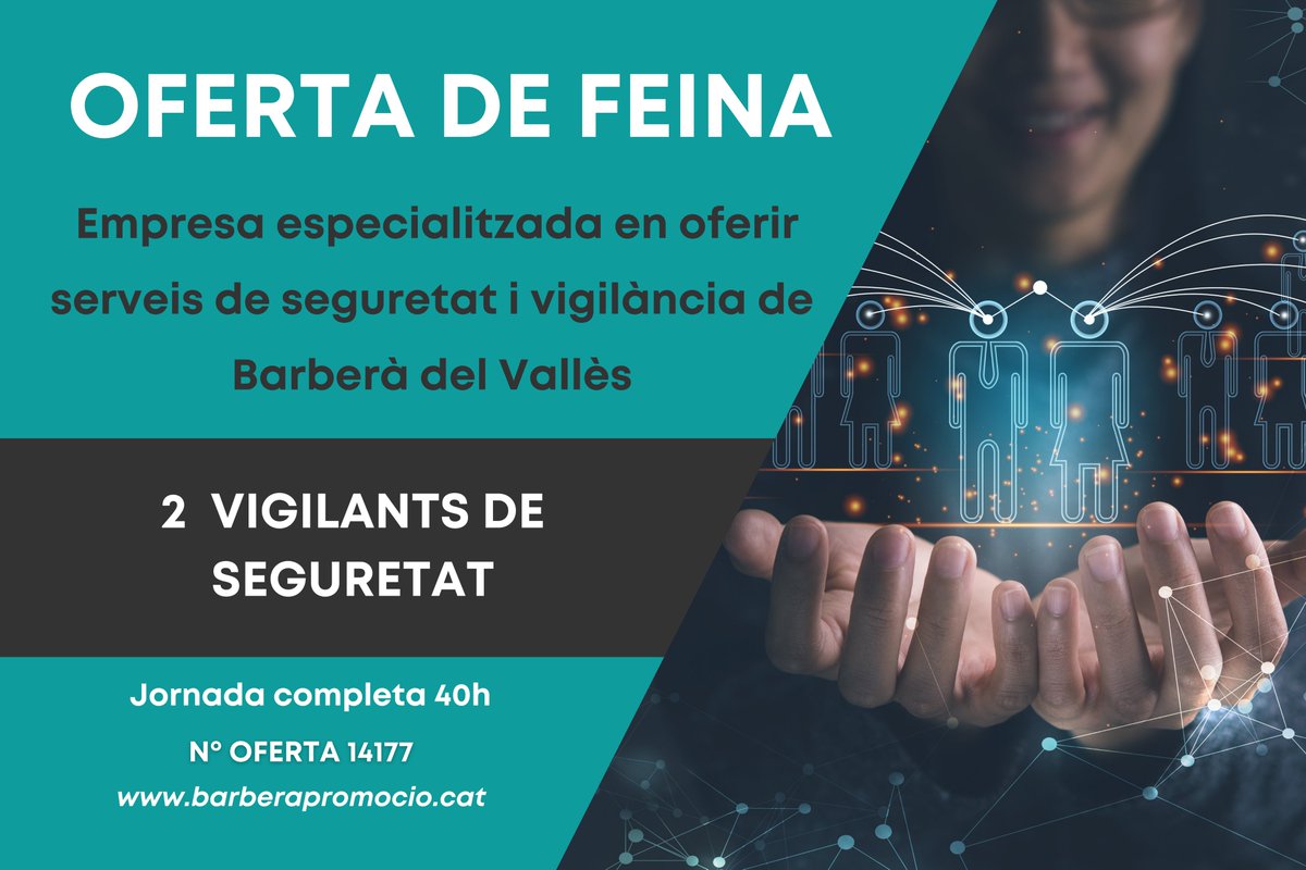 #ofertesdefeina DESTACADES!💼

📌 Empresa especialitzada en oferir serveis de seguretat i vigilància de Barberà del Vallès cerca: 

✔2 Vigilants de seguretat
barberapromocio.cat/ca/persones/of…

+ofertes a la nostra 👉#borsadetreball: barberapromocio.cat/ca/persones/of…