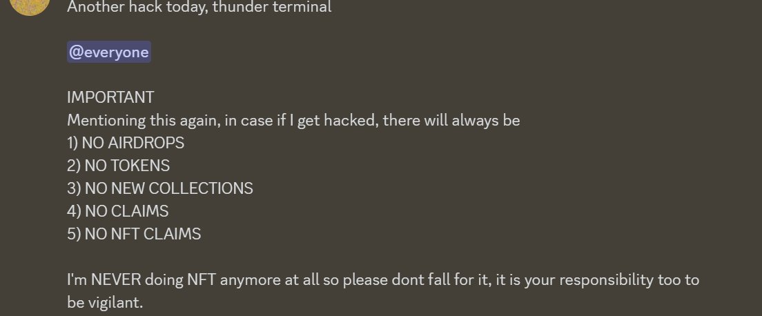 ImaginationLoop's tweet image. I&apos;m so paranoid of hacks because of the damage they can do.

I will NEVER be doing NFT launches, airdrops, claims, etc. Therefore, do not fall for a hack in case my twitter or dc gets hacked.

It is your responsibility to be aware and vigilant too.