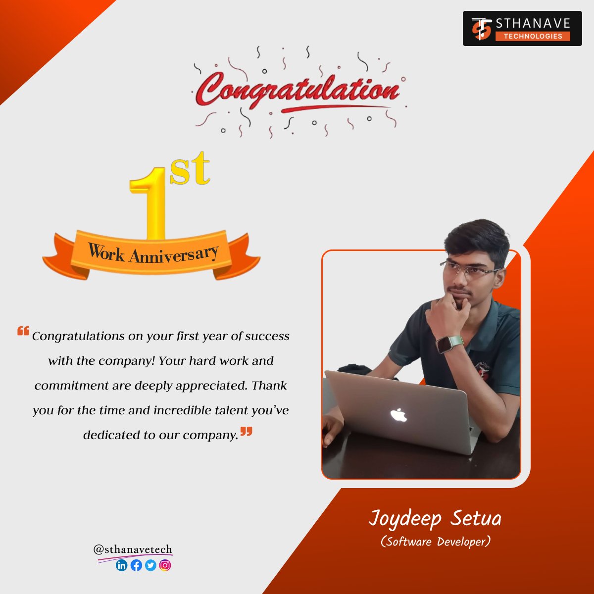 SthanaveTech's tweet image. &quot;Congratulations on your 1st Work Anniversary! Your hard work and dedication have been crucial to our team&apos;s success. Thank you for your contributions, and here&apos;s to another year of shared accomplishments.&quot;💐💐💐 #oneyearsuccess #sthanavetech #sthanavetechnologies #workanniversay